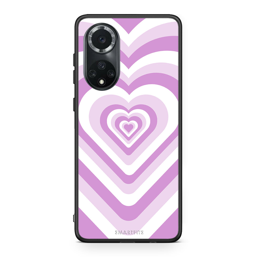 Huawei Nova 9/Honor 50 Lilac Hearts θήκη από τη Smartfits με σχέδιο στο πίσω μέρος και μαύρο περίβλημα | Smartphone case with colorful back and black bezels by Smartfits