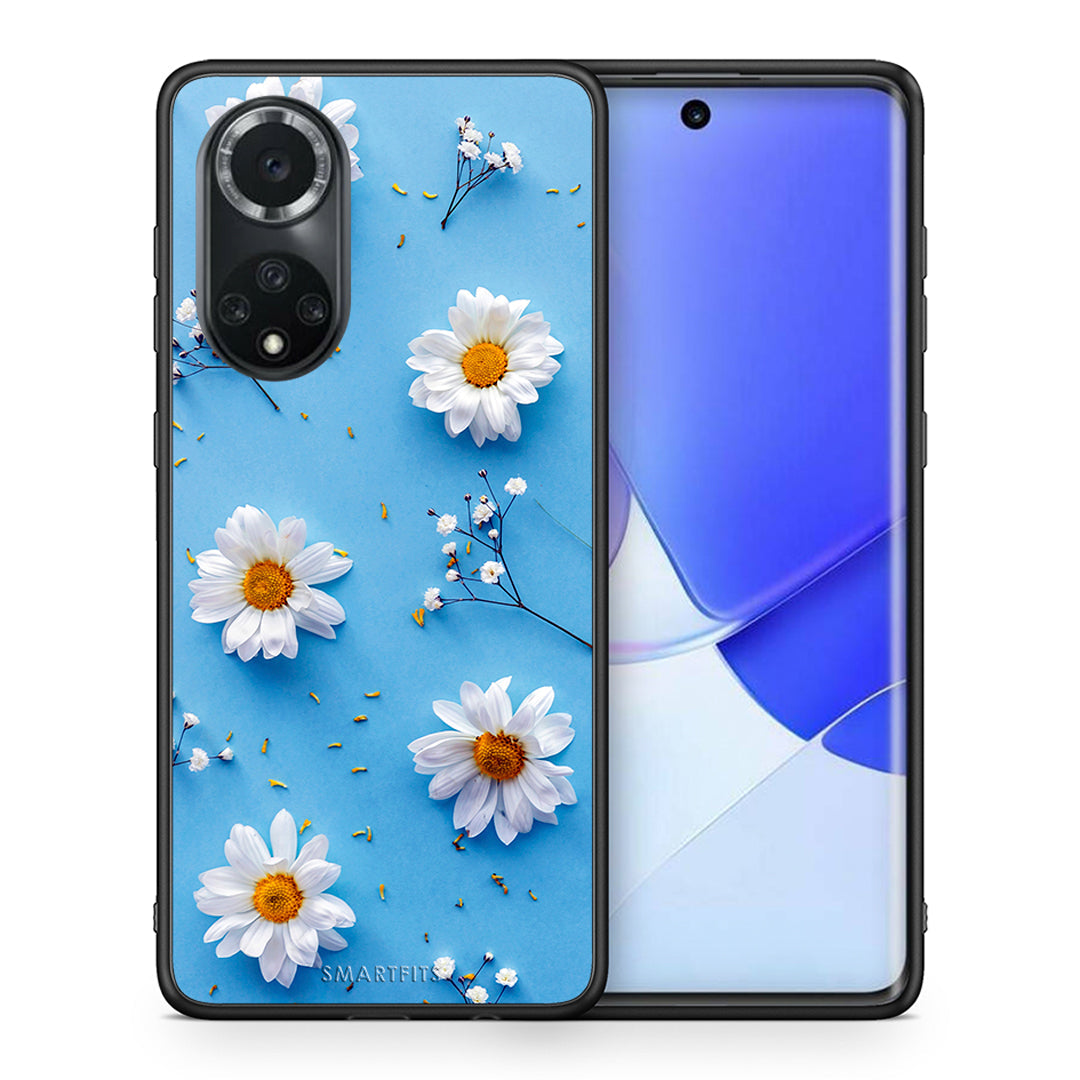 Θήκη Huawei Nova 9/Honor 50 Real Daisies από τη Smartfits με σχέδιο στο πίσω μέρος και μαύρο περίβλημα | Huawei Nova 9/Honor 50 Real Daisies case with colorful back and black bezels