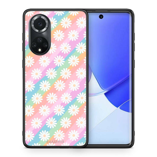 Θήκη Huawei Nova 9/Honor 50 White Daisies από τη Smartfits με σχέδιο στο πίσω μέρος και μαύρο περίβλημα | Huawei Nova 9/Honor 50 White Daisies case with colorful back and black bezels
