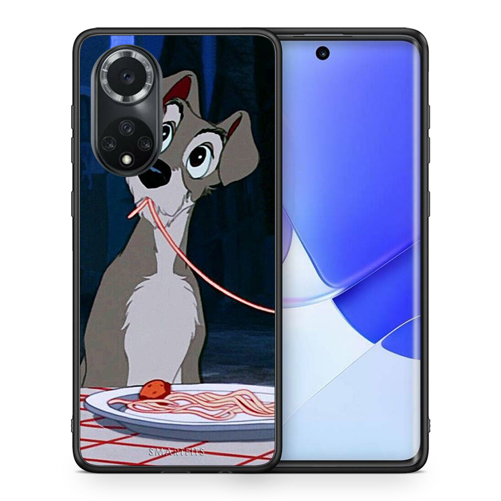 Θήκη Αγίου Βαλεντίνου Huawei Nova 9 / Honor 50 Lady And Tramp 1 από τη Smartfits με σχέδιο στο πίσω μέρος και μαύρο περίβλημα | Huawei Nova 9 / Honor 50 Lady And Tramp 1 case with colorful back and black bezels