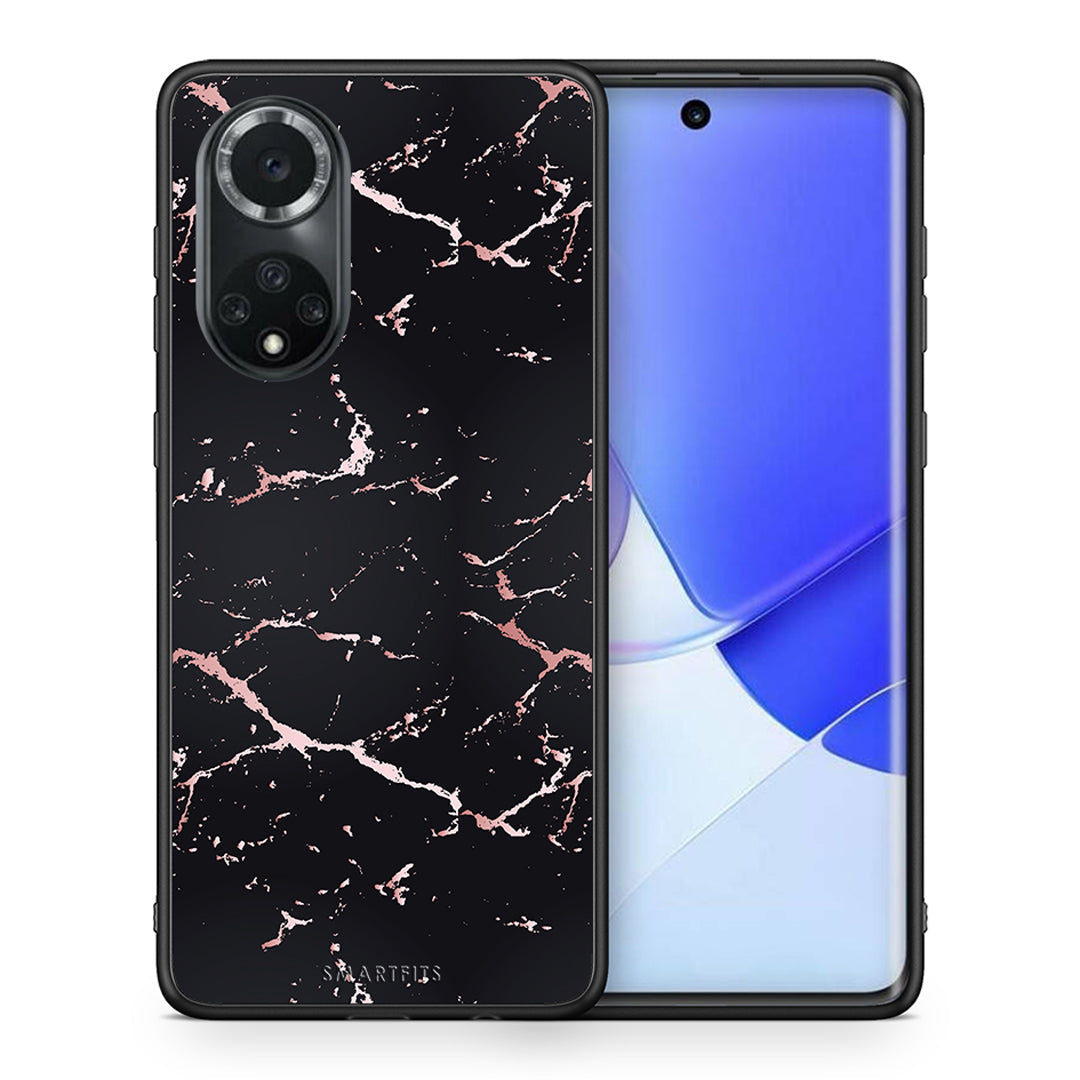 Θήκη Huawei Nova 9/Honor 50 Black Rosegold Marble από τη Smartfits με σχέδιο στο πίσω μέρος και μαύρο περίβλημα | Huawei Nova 9/Honor 50 Black Rosegold Marble case with colorful back and black bezels