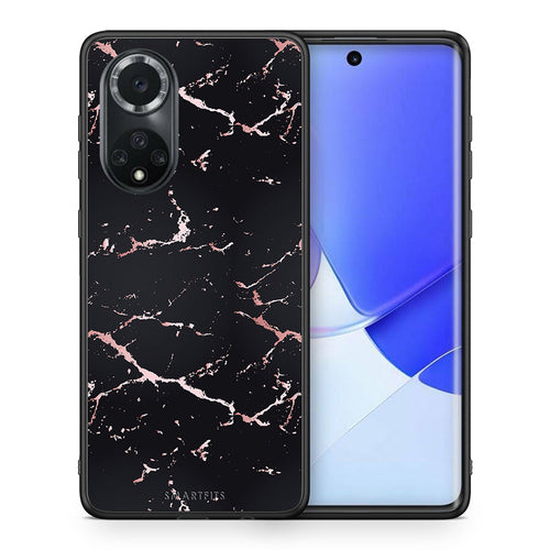 Θήκη Huawei Nova 9/Honor 50 Black Rosegold Marble από τη Smartfits με σχέδιο στο πίσω μέρος και μαύρο περίβλημα | Huawei Nova 9/Honor 50 Black Rosegold Marble case with colorful back and black bezels