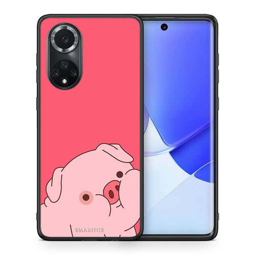 Θήκη Αγίου Βαλεντίνου Huawei Nova 9 / Honor 50 Pig Love 1 από τη Smartfits με σχέδιο στο πίσω μέρος και μαύρο περίβλημα | Huawei Nova 9 / Honor 50 Pig Love 1 case with colorful back and black bezels
