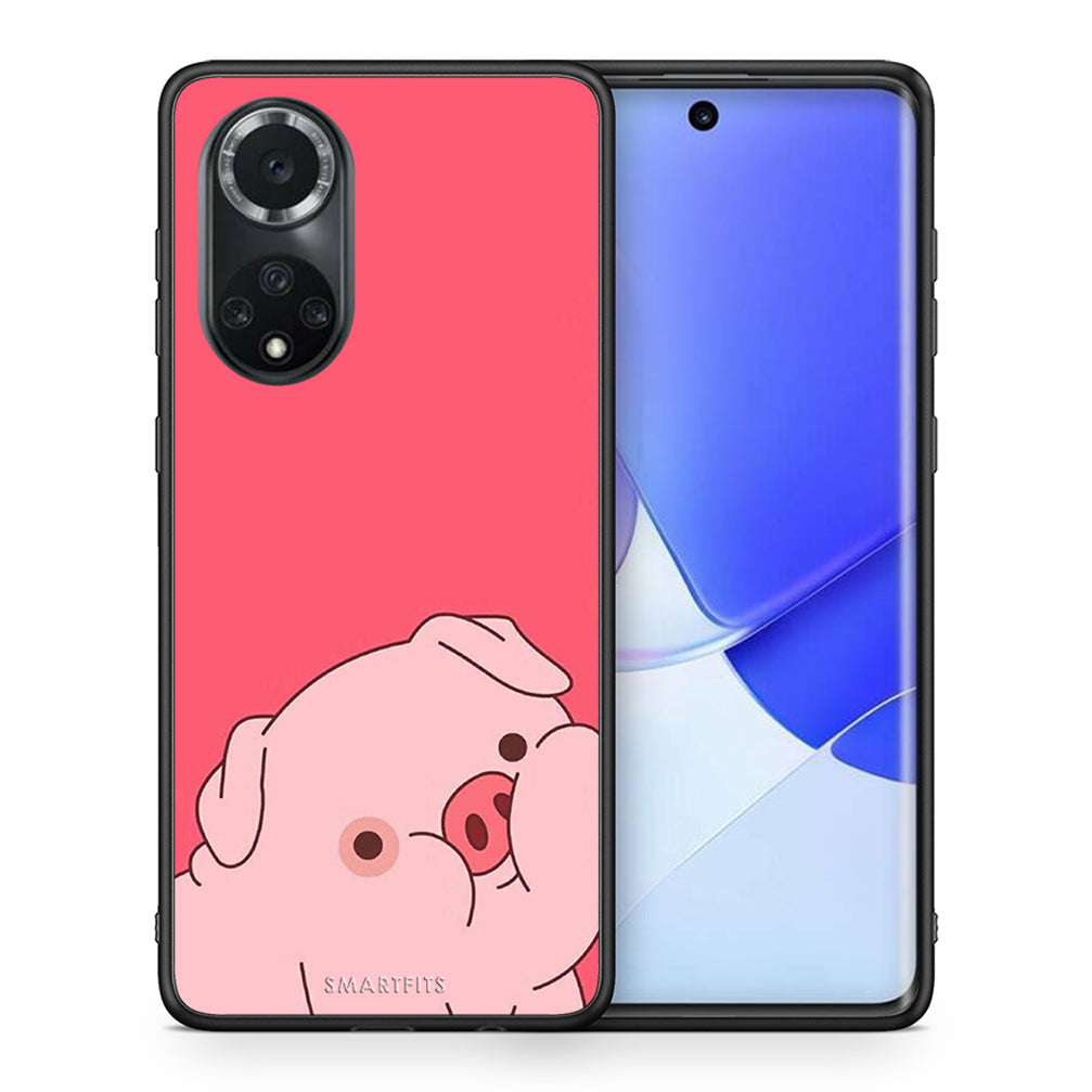 Θήκη Αγίου Βαλεντίνου Huawei Nova 9 / Honor 50 Pig Love 1 από τη Smartfits με σχέδιο στο πίσω μέρος και μαύρο περίβλημα | Huawei Nova 9 / Honor 50 Pig Love 1 case with colorful back and black bezels