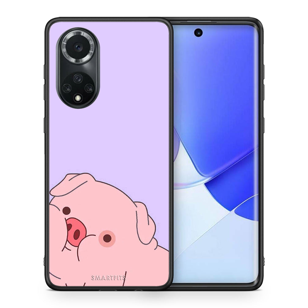 Θήκη Αγίου Βαλεντίνου Huawei Nova 9 / Honor 50 Pig Love 2 από τη Smartfits με σχέδιο στο πίσω μέρος και μαύρο περίβλημα | Huawei Nova 9 / Honor 50 Pig Love 2 case with colorful back and black bezels