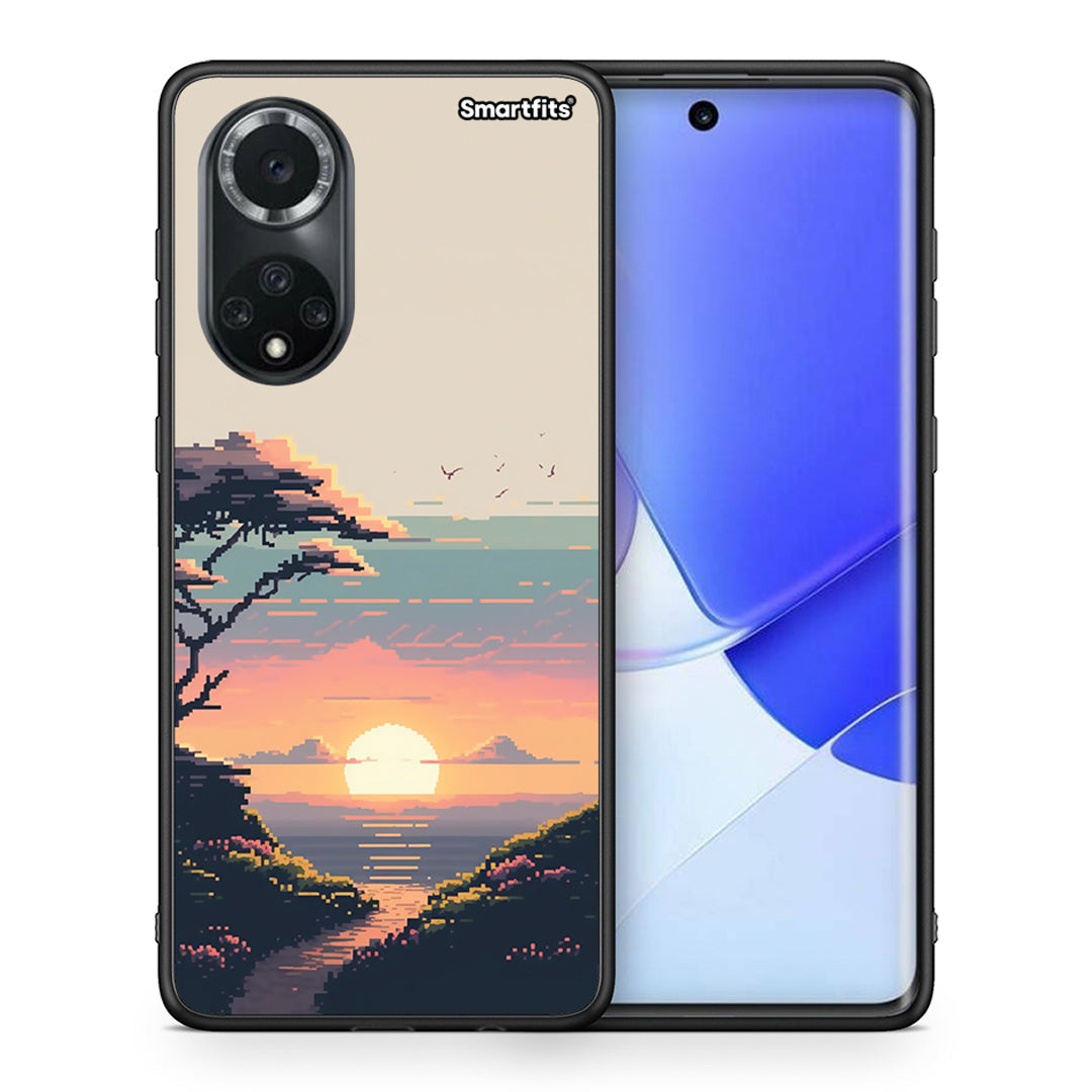 Θήκη Huawei Nova 9 / Honor 50 Pixel Sunset από τη Smartfits με σχέδιο στο πίσω μέρος και μαύρο περίβλημα | Huawei Nova 9 / Honor 50 Pixel Sunset case with colorful back and black bezels