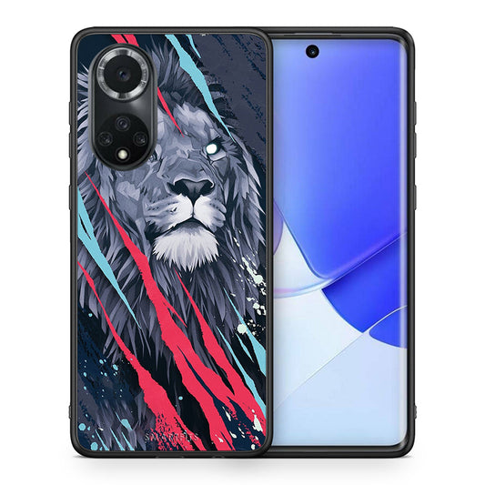 Θήκη Huawei Nova 9/Honor 50 Lion Designer PopArt από τη Smartfits με σχέδιο στο πίσω μέρος και μαύρο περίβλημα | Huawei Nova 9/Honor 50 Lion Designer PopArt case with colorful back and black bezels