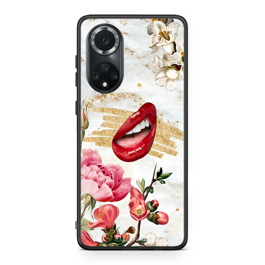 Huawei Nova 9/Honor 50 Red Lips θήκη από τη Smartfits με σχέδιο στο πίσω μέρος και μαύρο περίβλημα | Smartphone case with colorful back and black bezels by Smartfits