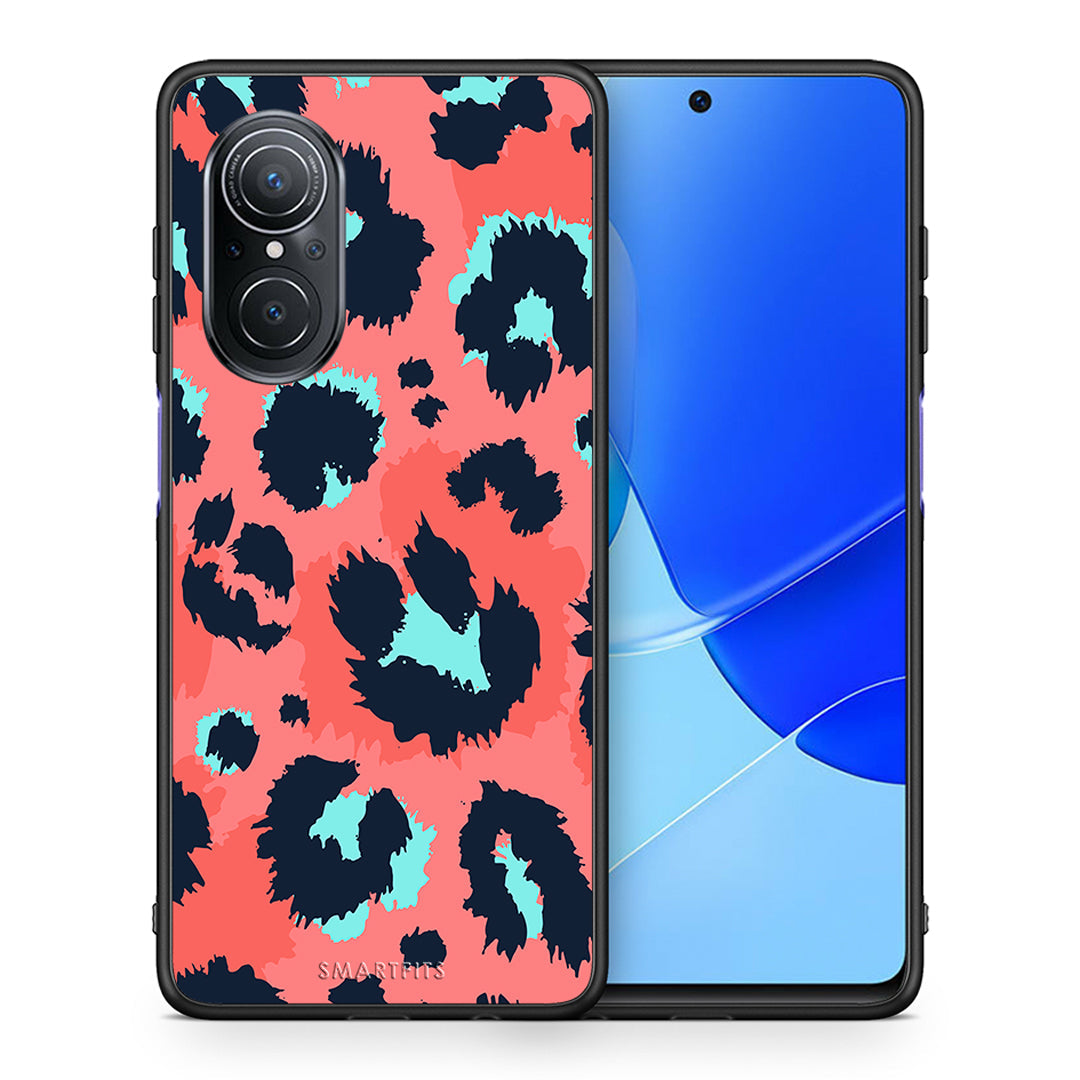 Θήκη Huawei Nova 9 SE Pink Leopard Animal από τη Smartfits με σχέδιο στο πίσω μέρος και μαύρο περίβλημα | Huawei Nova 9 SE Pink Leopard Animal case with colorful back and black bezels