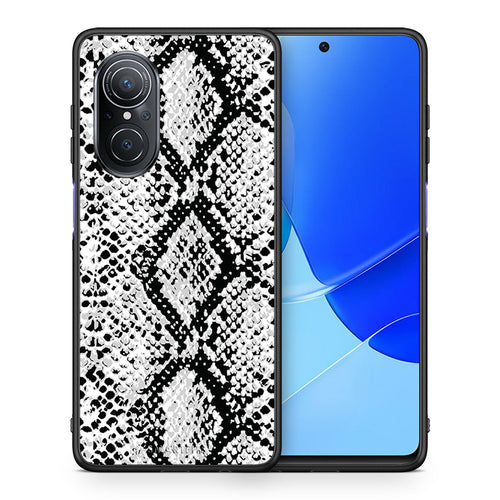 Θήκη Huawei Nova 9 SE White Snake Animal από τη Smartfits με σχέδιο στο πίσω μέρος και μαύρο περίβλημα | Huawei Nova 9 SE White Snake Animal case with colorful back and black bezels