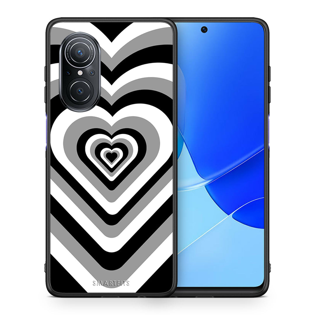 Θήκη Huawei Nova 9 SE Black Hearts από τη Smartfits με σχέδιο στο πίσω μέρος και μαύρο περίβλημα | Huawei Nova 9 SE Black Hearts case with colorful back and black bezels