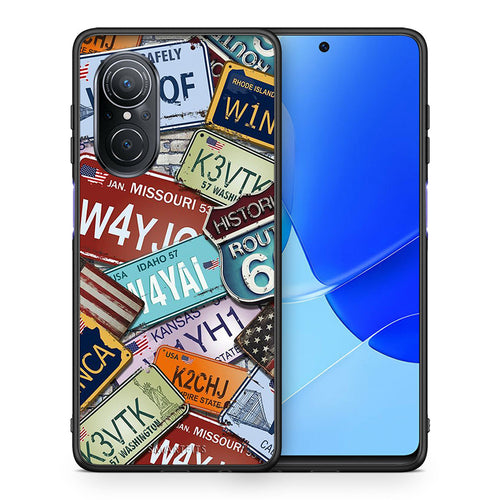 Θήκη Huawei Nova 9 SE Car Plates από τη Smartfits με σχέδιο στο πίσω μέρος και μαύρο περίβλημα | Huawei Nova 9 SE Car Plates case with colorful back and black bezels