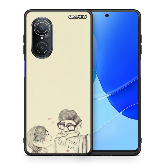 Θήκη Huawei Nova 9 SE Carl And Ellie από τη Smartfits με σχέδιο στο πίσω μέρος και μαύρο περίβλημα | Huawei Nova 9 SE Carl And Ellie case with colorful back and black bezels