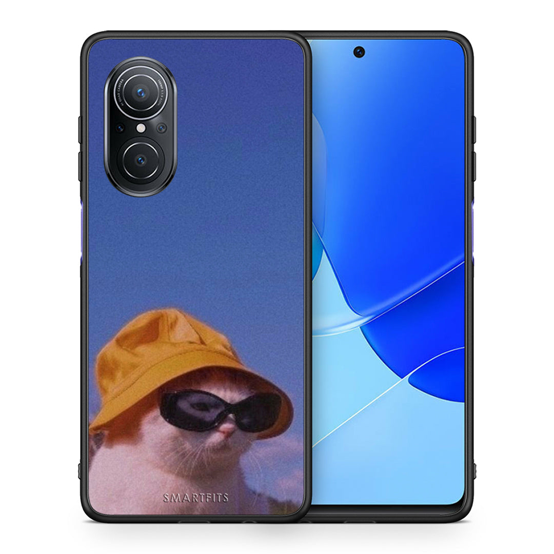 Θήκη Huawei Nova 9 SE Cat Diva από τη Smartfits με σχέδιο στο πίσω μέρος και μαύρο περίβλημα | Huawei Nova 9 SE Cat Diva case with colorful back and black bezels