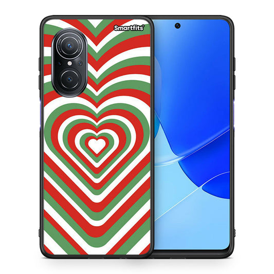 Θήκη Huawei Nova 9 SE Christmas Hearts από τη Smartfits με σχέδιο στο πίσω μέρος και μαύρο περίβλημα | Huawei Nova 9 SE Christmas Hearts case with colorful back and black bezels