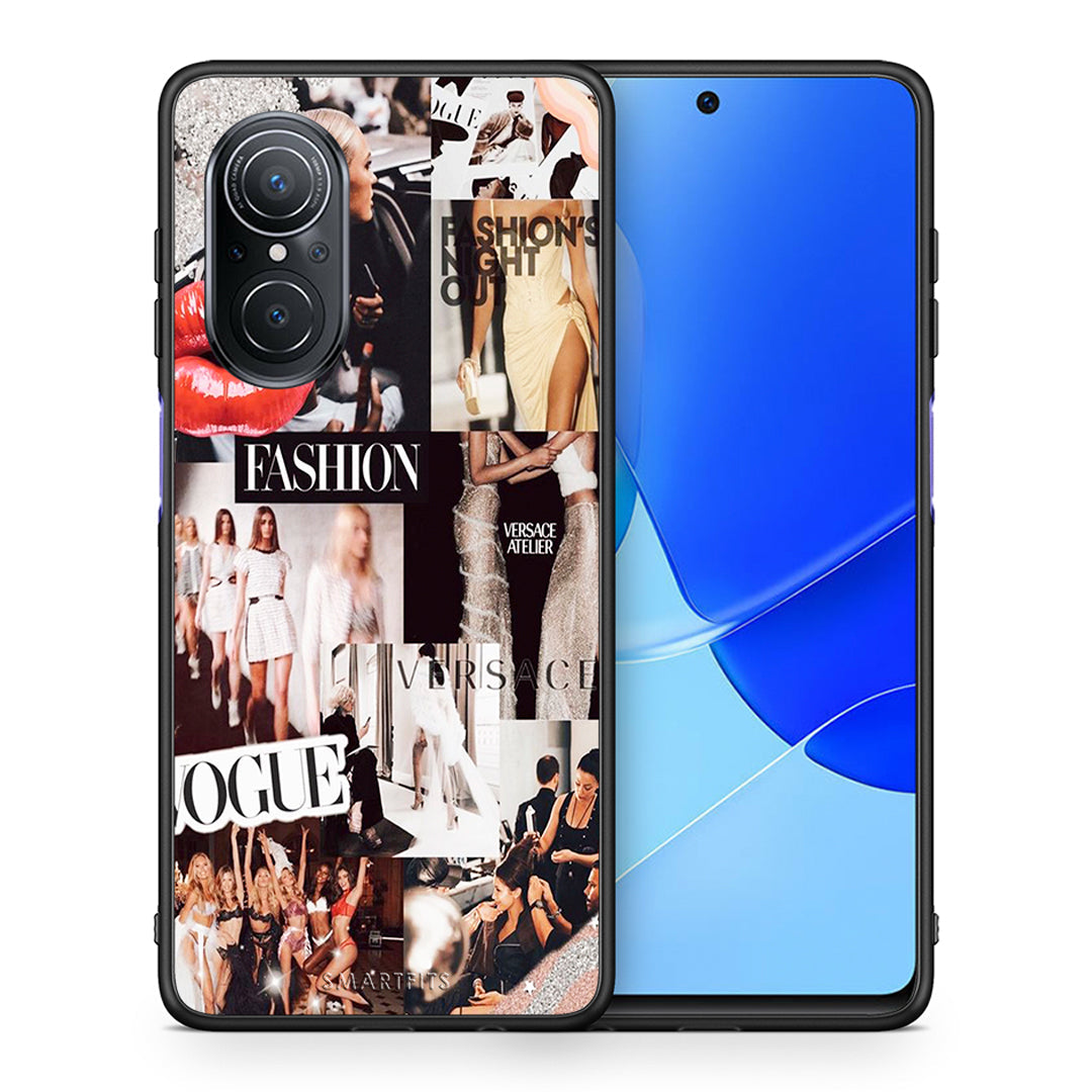Θήκη Αγίου Βαλεντίνου Huawei Nova 9 SE Collage Fashion από τη Smartfits με σχέδιο στο πίσω μέρος και μαύρο περίβλημα | Huawei Nova 9 SE Collage Fashion case with colorful back and black bezels