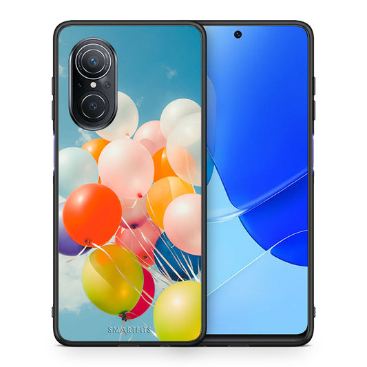 Θήκη Huawei Nova 9 SE Colorful Balloons από τη Smartfits με σχέδιο στο πίσω μέρος και μαύρο περίβλημα | Huawei Nova 9 SE Colorful Balloons case with colorful back and black bezels