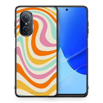 Θήκη Huawei Nova 9 SE Colourful Waves από τη Smartfits με σχέδιο στο πίσω μέρος και μαύρο περίβλημα | Huawei Nova 9 SE Colourful Waves case with colorful back and black bezels