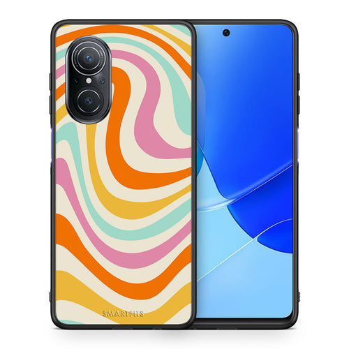 Θήκη Huawei Nova 9 SE Colourful Waves από τη Smartfits με σχέδιο στο πίσω μέρος και μαύρο περίβλημα | Huawei Nova 9 SE Colourful Waves case with colorful back and black bezels