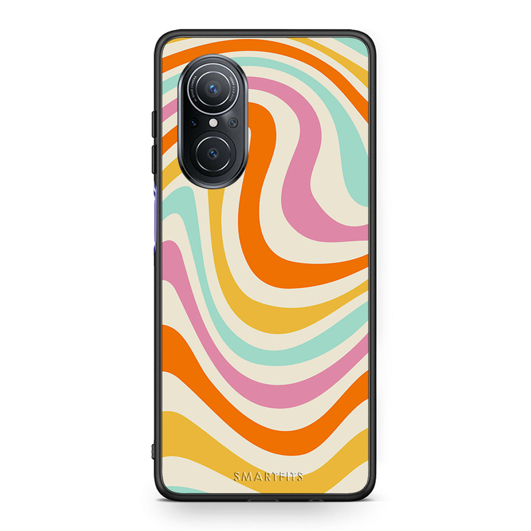 Huawei Nova 9 SE Colourful Waves θήκη από τη Smartfits με σχέδιο στο πίσω μέρος και μαύρο περίβλημα | Smartphone case with colorful back and black bezels by Smartfits