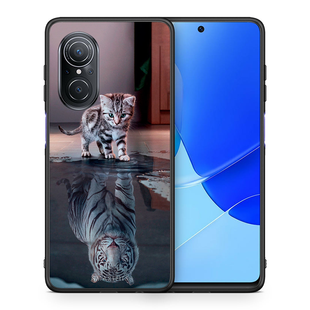 Θήκη Huawei Nova 9 SE Tiger Cute από τη Smartfits με σχέδιο στο πίσω μέρος και μαύρο περίβλημα | Huawei Nova 9 SE Tiger Cute case with colorful back and black bezels