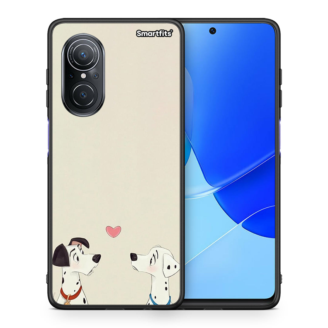 Θήκη Huawei Nova 9 SE Dalmatians Love από τη Smartfits με σχέδιο στο πίσω μέρος και μαύρο περίβλημα | Huawei Nova 9 SE Dalmatians Love case with colorful back and black bezels