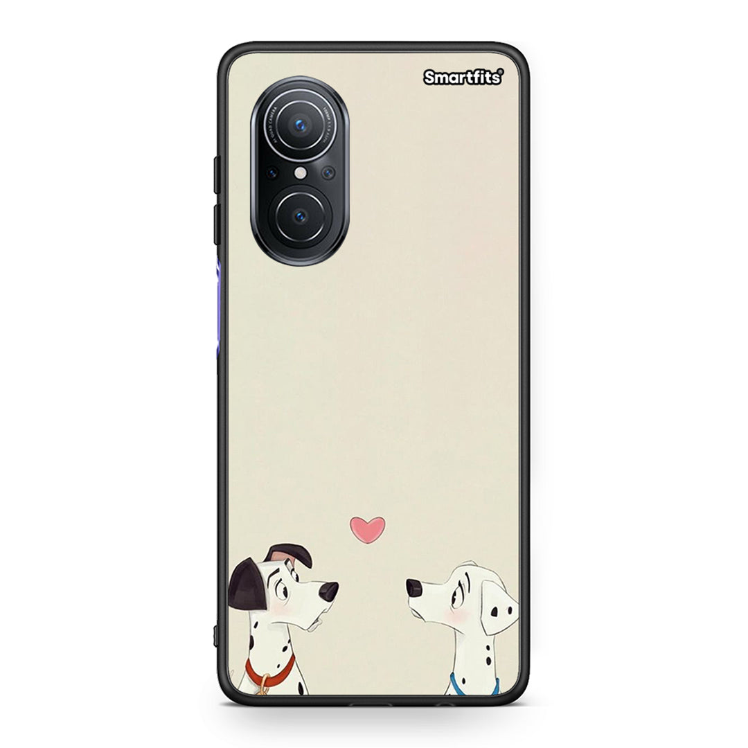 Huawei Nova 9 SE Dalmatians Love θήκη από τη Smartfits με σχέδιο στο πίσω μέρος και μαύρο περίβλημα | Smartphone case with colorful back and black bezels by Smartfits