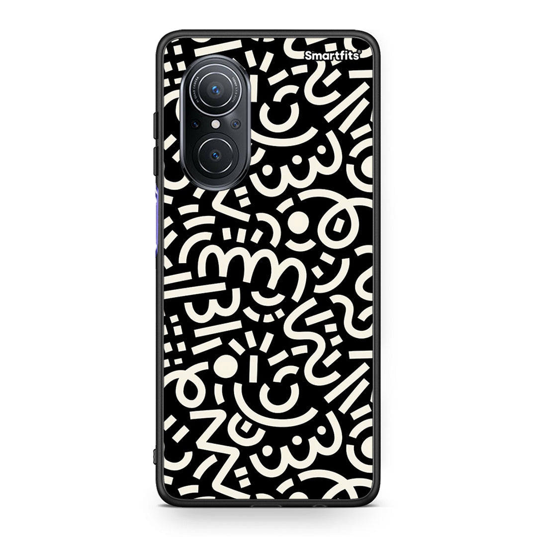 Huawei Nova 9 SE Doodle Art Θήκη από τη Smartfits με σχέδιο στο πίσω μέρος και μαύρο περίβλημα | Smartphone case with colorful back and black bezels by Smartfits