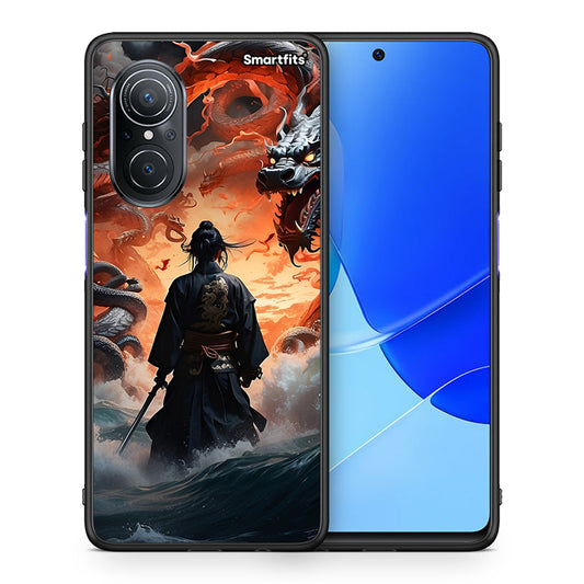 Θήκη Huawei Nova 9 SE Dragons Fight από τη Smartfits με σχέδιο στο πίσω μέρος και μαύρο περίβλημα | Huawei Nova 9 SE Dragons Fight case with colorful back and black bezels