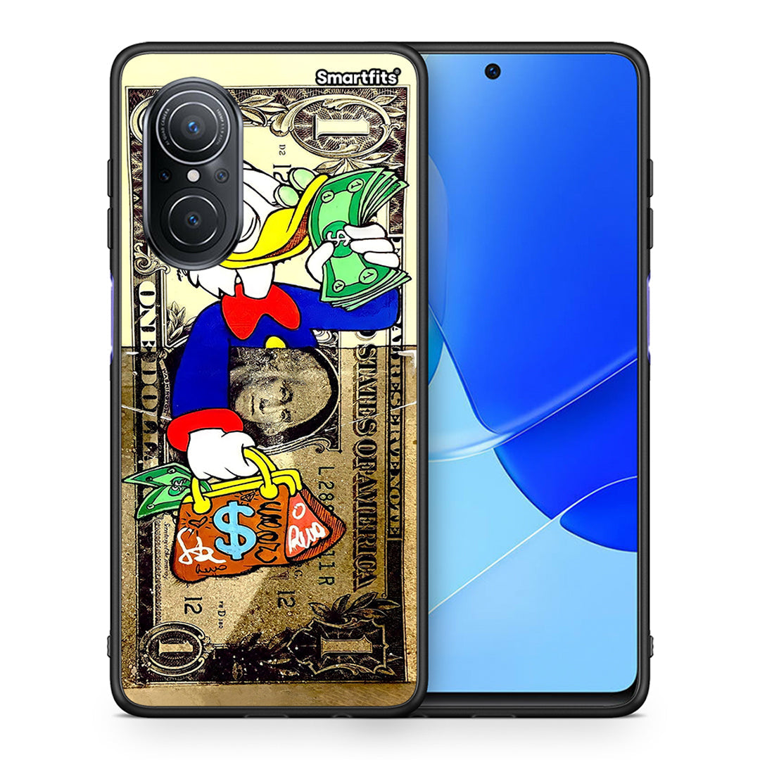 Θήκη Huawei Nova 9 SE Duck Money από τη Smartfits με σχέδιο στο πίσω μέρος και μαύρο περίβλημα | Huawei Nova 9 SE Duck Money case with colorful back and black bezels