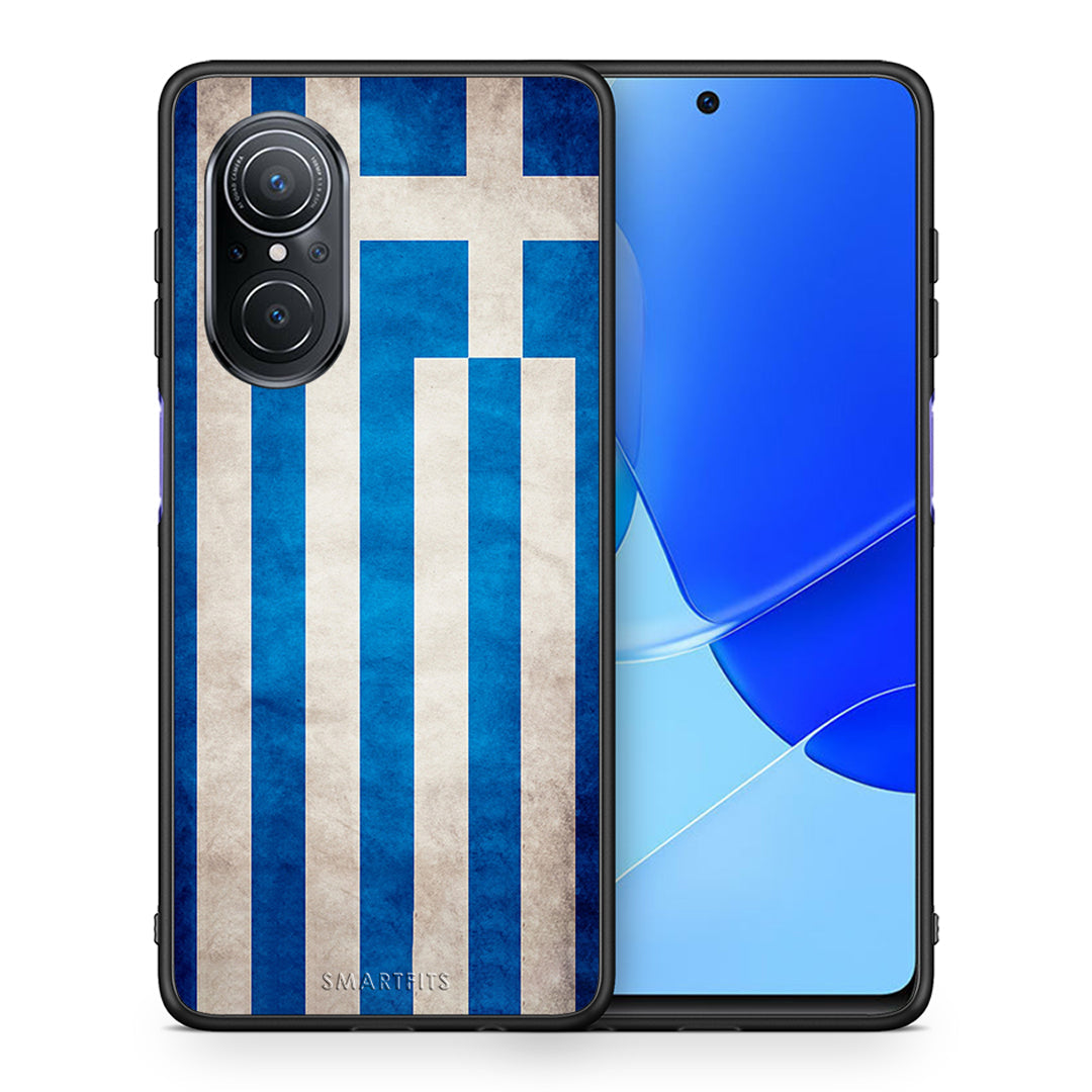 Θήκη Huawei Nova 9 SE Greek Flag από τη Smartfits με σχέδιο στο πίσω μέρος και μαύρο περίβλημα | Huawei Nova 9 SE Greek Flag case with colorful back and black bezels