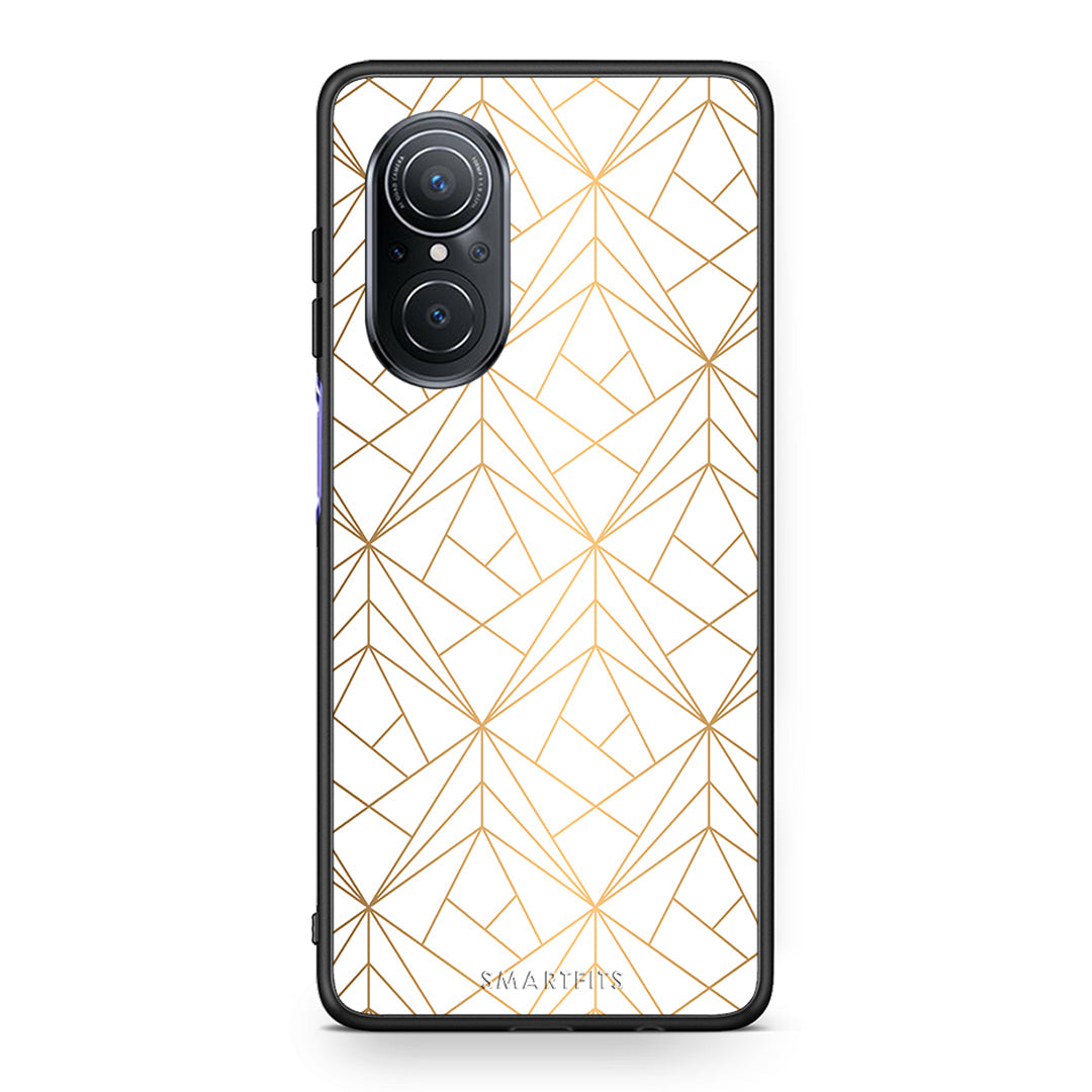 111 - Huawei Nova 9 SE Luxury White Geometric case, cover, bumper