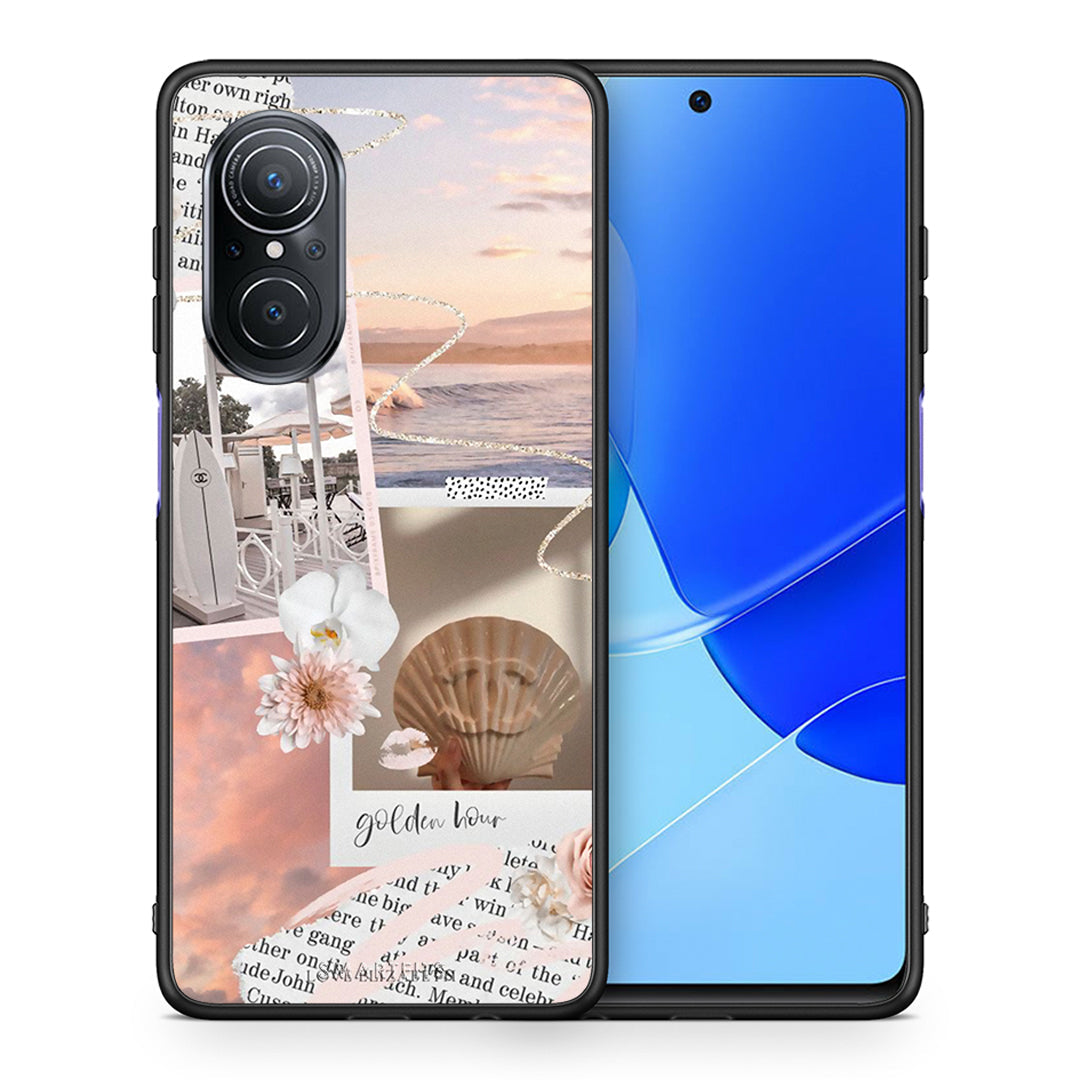 Θήκη Αγίου Βαλεντίνου Huawei Nova 9 SE Golden Hour από τη Smartfits με σχέδιο στο πίσω μέρος και μαύρο περίβλημα | Huawei Nova 9 SE Golden Hour case with colorful back and black bezels