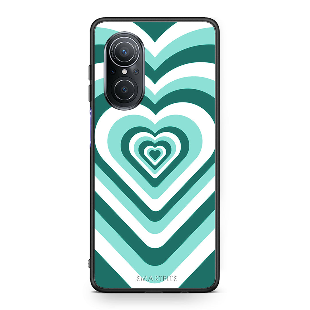 Huawei Nova 9 SE Green Hearts θήκη από τη Smartfits με σχέδιο στο πίσω μέρος και μαύρο περίβλημα | Smartphone case with colorful back and black bezels by Smartfits