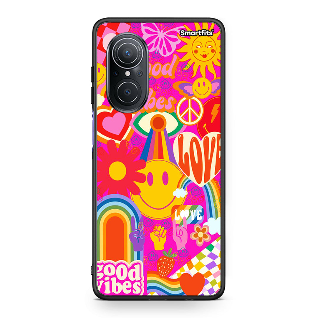 Huawei Nova 9 SE Hippie Love θήκη από τη Smartfits με σχέδιο στο πίσω μέρος και μαύρο περίβλημα | Smartphone case with colorful back and black bezels by Smartfits