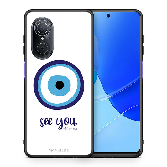 Θήκη Huawei Nova 9 SE Karma Says από τη Smartfits με σχέδιο στο πίσω μέρος και μαύρο περίβλημα | Huawei Nova 9 SE Karma Says case with colorful back and black bezels