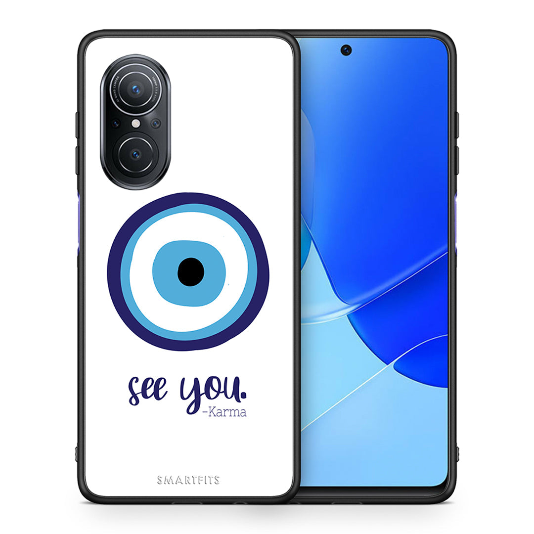 Θήκη Huawei Nova 9 SE Karma Says από τη Smartfits με σχέδιο στο πίσω μέρος και μαύρο περίβλημα | Huawei Nova 9 SE Karma Says case with colorful back and black bezels