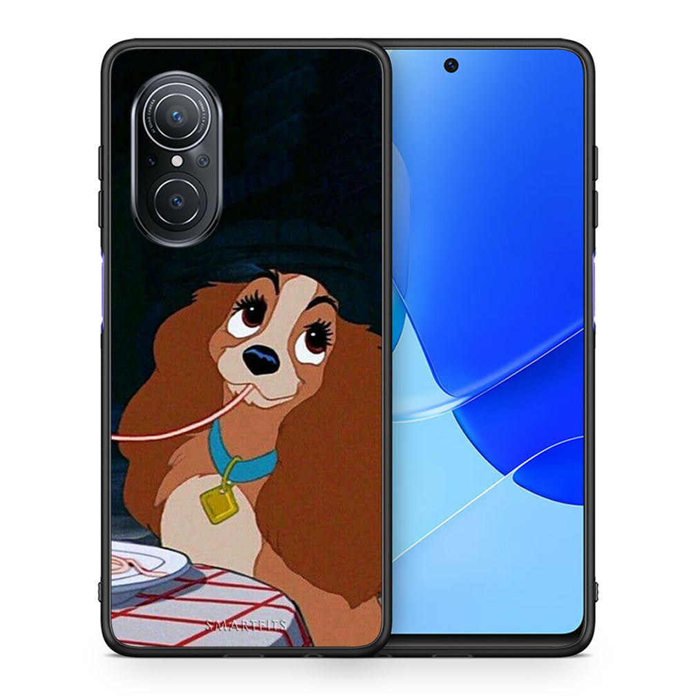 Θήκη Αγίου Βαλεντίνου Huawei Nova 9 SE Lady And Tramp 2 από τη Smartfits με σχέδιο στο πίσω μέρος και μαύρο περίβλημα | Huawei Nova 9 SE Lady And Tramp 2 case with colorful back and black bezels