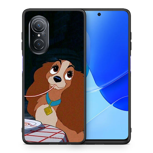Θήκη Αγίου Βαλεντίνου Huawei Nova 9 SE Lady And Tramp 2 από τη Smartfits με σχέδιο στο πίσω μέρος και μαύρο περίβλημα | Huawei Nova 9 SE Lady And Tramp 2 case with colorful back and black bezels