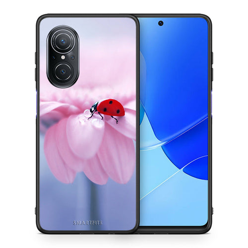 Θήκη Huawei Nova 9 SE Ladybug Flower από τη Smartfits με σχέδιο στο πίσω μέρος και μαύρο περίβλημα | Huawei Nova 9 SE Ladybug Flower case with colorful back and black bezels