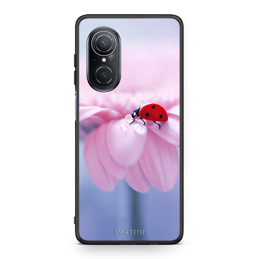 Huawei Nova 9 SE Ladybug Flower θήκη από τη Smartfits με σχέδιο στο πίσω μέρος και μαύρο περίβλημα | Smartphone case with colorful back and black bezels by Smartfits