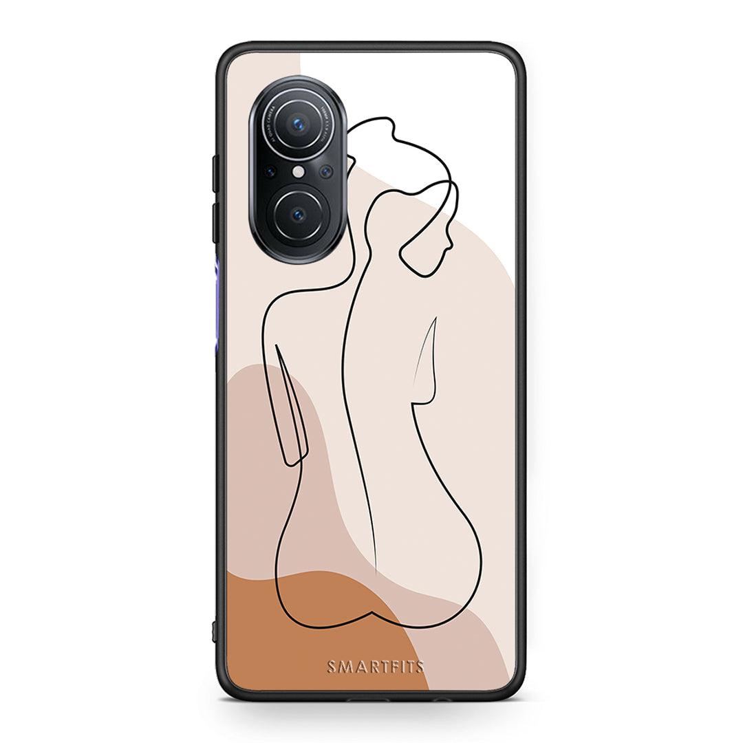 Huawei Nova 9 SE LineArt Woman θήκη από τη Smartfits με σχέδιο στο πίσω μέρος και μαύρο περίβλημα | Smartphone case with colorful back and black bezels by Smartfits