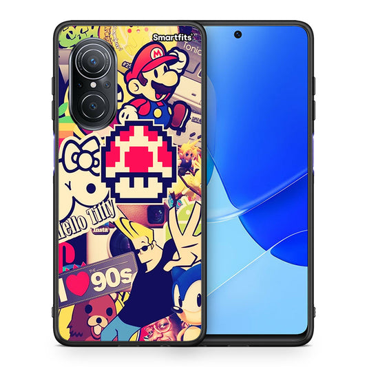 Θήκη Huawei Nova 9 SE Love The 90s από τη Smartfits με σχέδιο στο πίσω μέρος και μαύρο περίβλημα | Huawei Nova 9 SE Love The 90s case with colorful back and black bezels