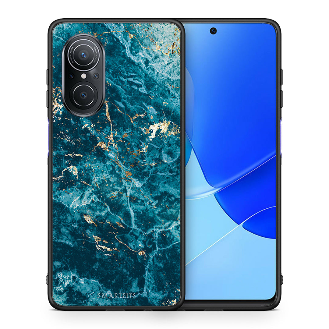 Θήκη Huawei Nova 9 SE Marble Blue από τη Smartfits με σχέδιο στο πίσω μέρος και μαύρο περίβλημα | Huawei Nova 9 SE Marble Blue case with colorful back and black bezels