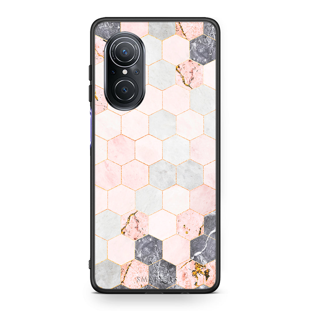 4 - Huawei Nova 9 SE Hexagon Pink Marble case, cover, bumper