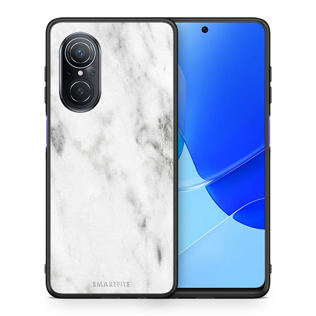 Θήκη Huawei Nova 9 SE White Marble από τη Smartfits με σχέδιο στο πίσω μέρος και μαύρο περίβλημα | Huawei Nova 9 SE White Marble case with colorful back and black bezels