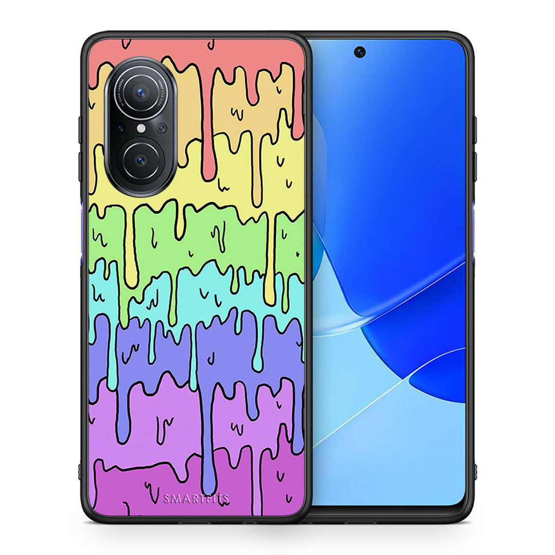 Θήκη Huawei Nova 9 SE Melting Rainbow από τη Smartfits με σχέδιο στο πίσω μέρος και μαύρο περίβλημα | Huawei Nova 9 SE Melting Rainbow case with colorful back and black bezels