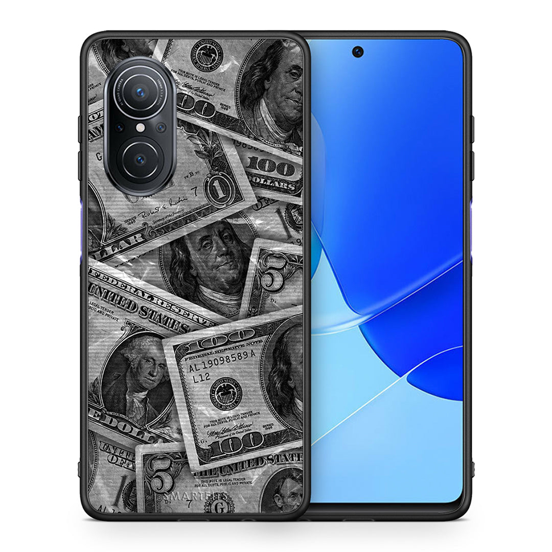 Θήκη Huawei Nova 9 SE Money Dollars από τη Smartfits με σχέδιο στο πίσω μέρος και μαύρο περίβλημα | Huawei Nova 9 SE Money Dollars case with colorful back and black bezels