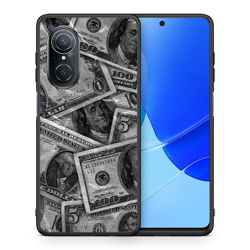 Θήκη Huawei Nova 9 SE Money Dollars από τη Smartfits με σχέδιο στο πίσω μέρος και μαύρο περίβλημα | Huawei Nova 9 SE Money Dollars case with colorful back and black bezels