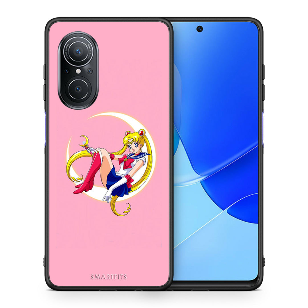 Θήκη Huawei Nova 9 SE Moon Girl από τη Smartfits με σχέδιο στο πίσω μέρος και μαύρο περίβλημα | Huawei Nova 9 SE Moon Girl case with colorful back and black bezels